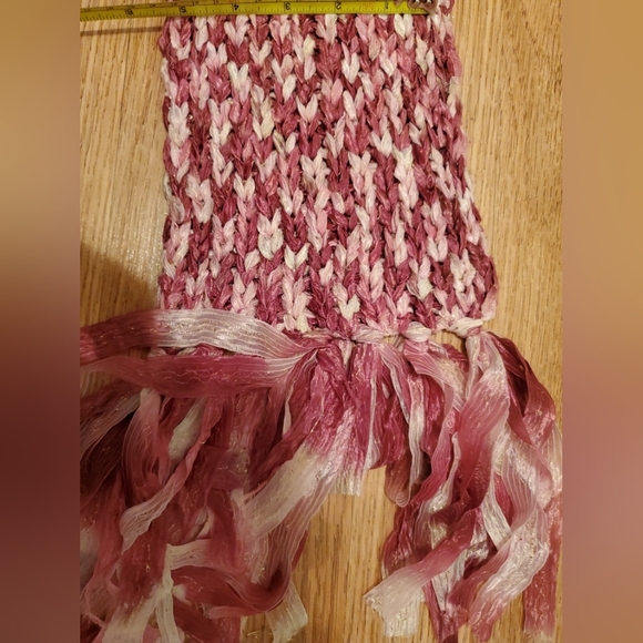 Pink Knitted Womens Scarf Soft Lace 68 Inch Handmade - Picture 2 of 9